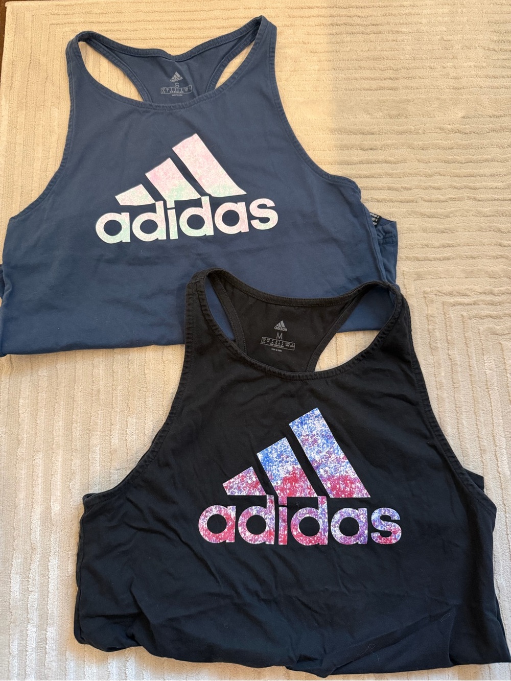 adidas womens bundle Tank Tops with Iridescent Logo - Navy & Black
